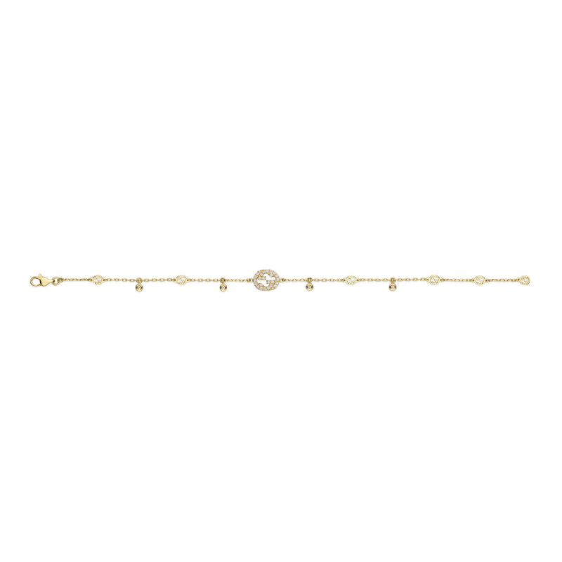 Gucci Interlocking 18ct Yellow Gold & Diamond Bracelet