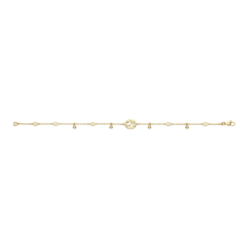 Gucci Interlocking 18ct Yellow Gold & Diamond Bracelet