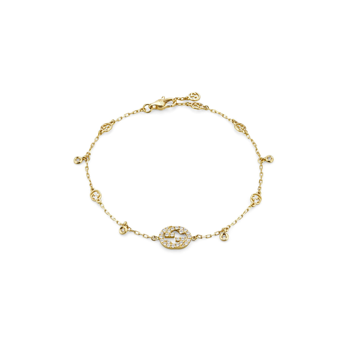 Gucci Interlocking 18ct Yellow Gold & Diamond Bracelet