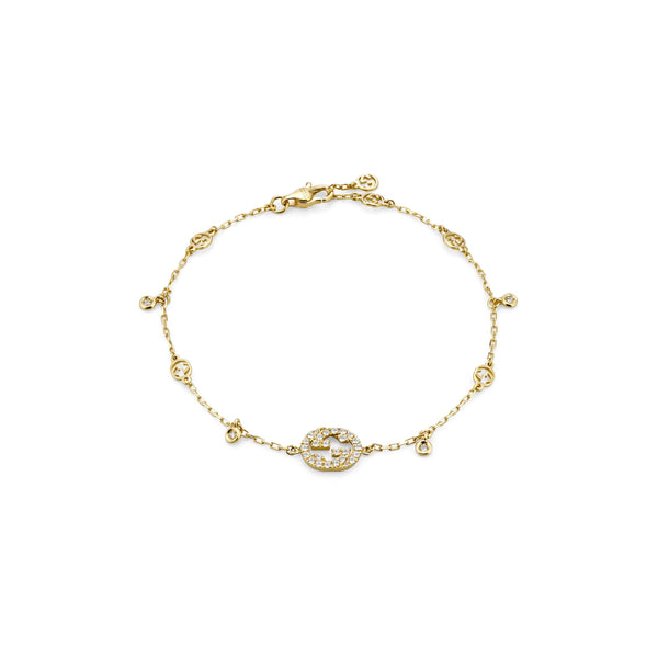 Gucci Interlocking 18ct Yellow Gold & Diamond Bracelet
