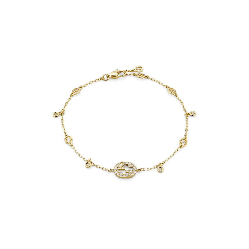 Gucci Interlocking 18ct Yellow Gold & Diamond Bracelet
