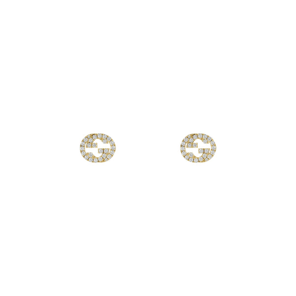 Gucci Interlocking 18ct Yellow Gold & Diamond Stud Earrings