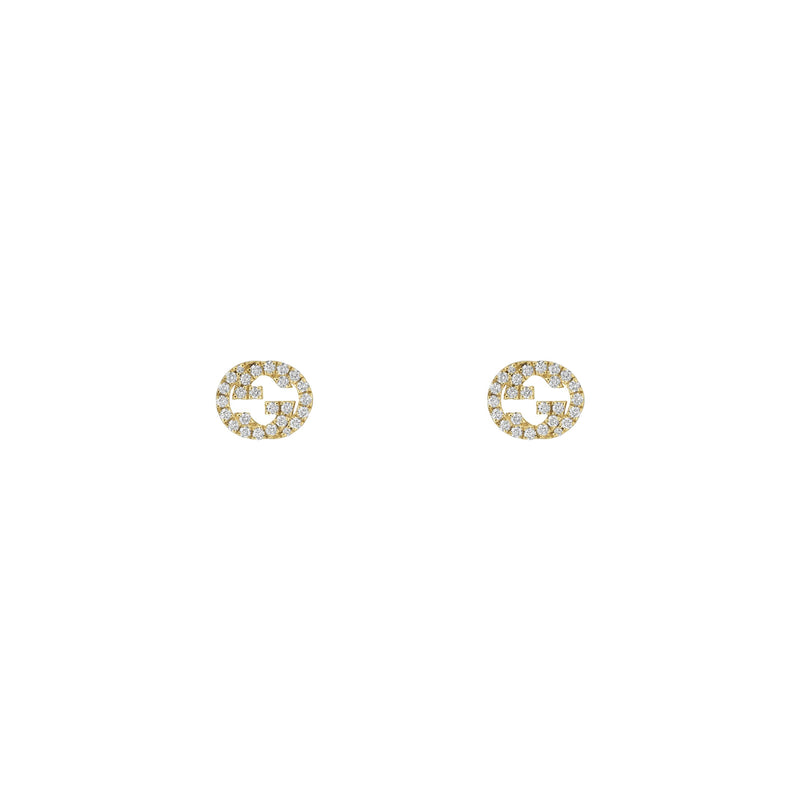 Gucci Interlocking 18ct Yellow Gold & Diamond Stud Earrings