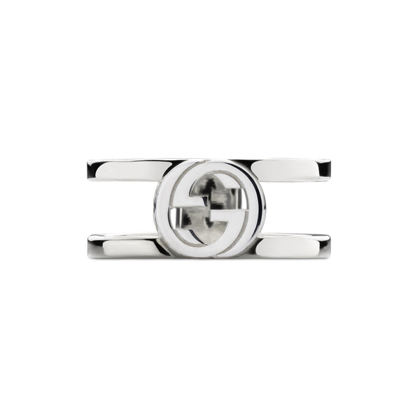 Gucci Interlocking Sterling Silver Wide Ring