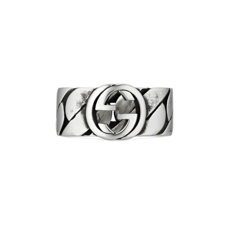 Gucci Interlocking Sterling Silver Wide Ring