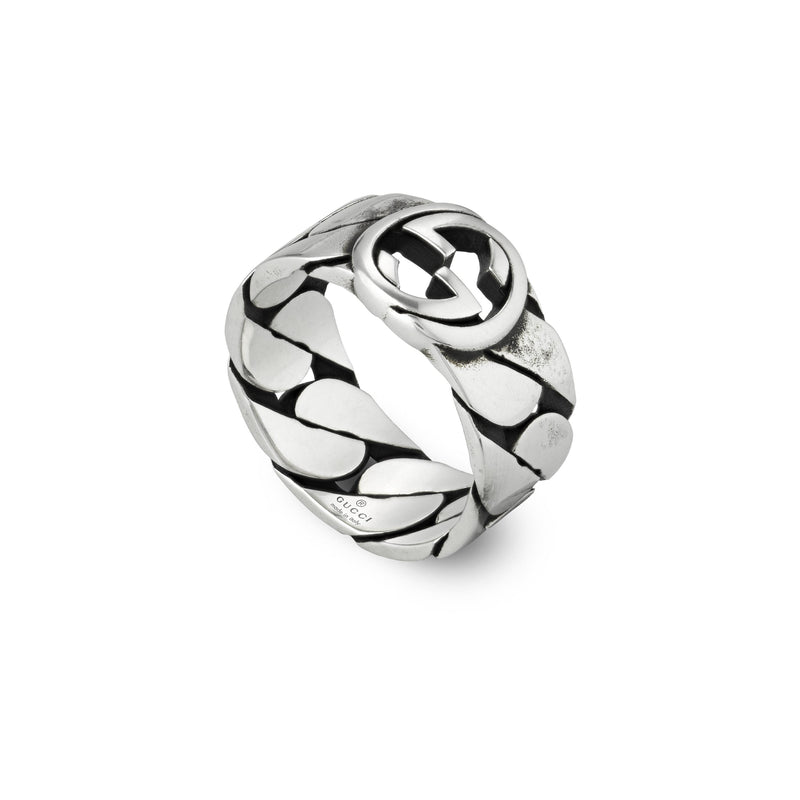 Gucci Interlocking Sterling Silver Wide Ring