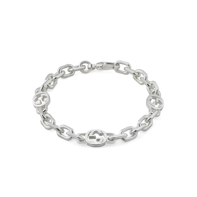 Gucci Interlocking Sterling Silver Chain Bracelet