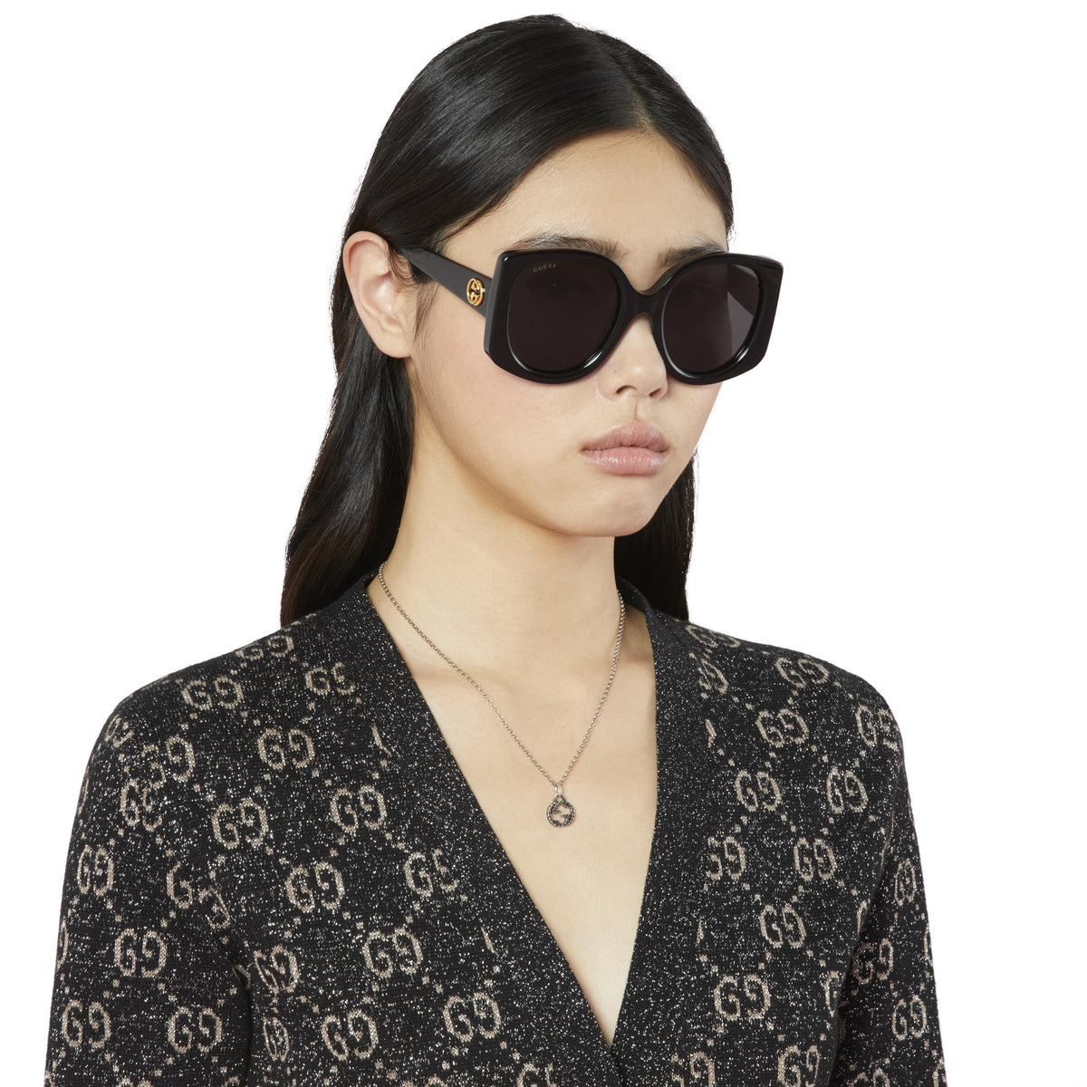 Gucci Interlocking Sterling Silver Pendant Necklace