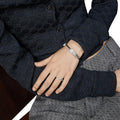 Gucci Interlocking G Sterling Silver Diagonal Leather Bracelet
