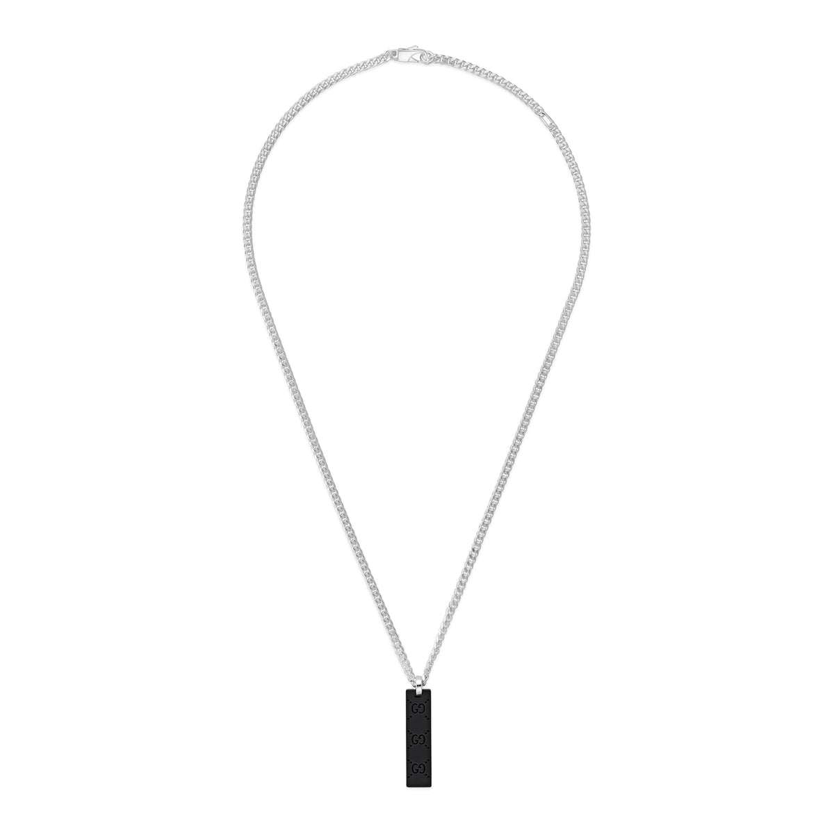 Gucci GG Tag Sterling Silver Chain Necklace