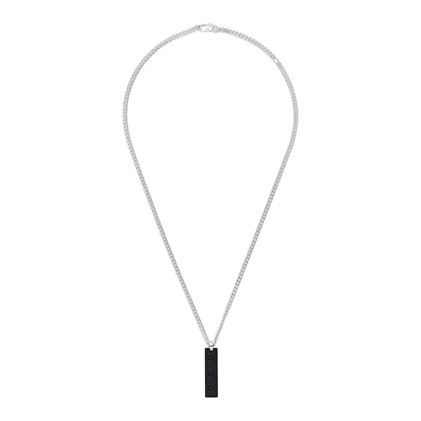 Gucci GG Tag Sterling Silver Chain Necklace