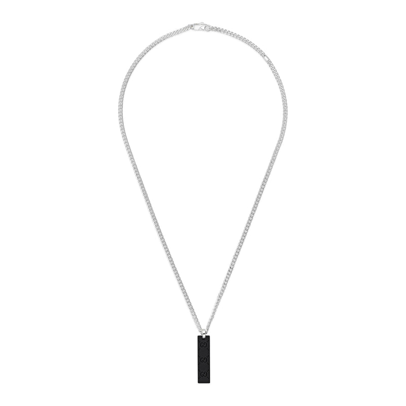 Gucci GG Tag Sterling Silver Chain Necklace