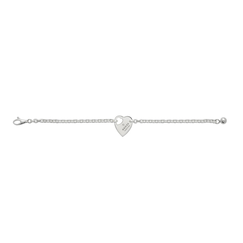 Gucci Trademark Sterling Silver Heart Chain Bracelet
