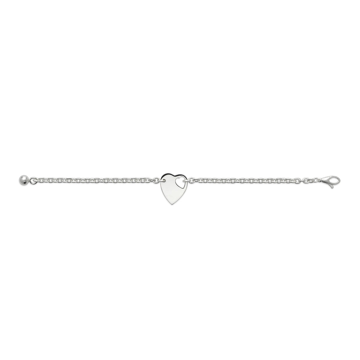 Gucci Trademark Sterling Silver Heart Chain Bracelet