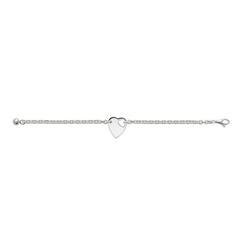 Gucci Trademark Sterling Silver Heart Chain Bracelet