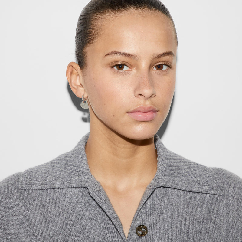 Gucci Trademark Sterling Silver Hoop Heart Earrings