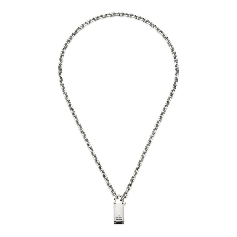 Gucci Trademark Sterling Silver Padlock Necklace