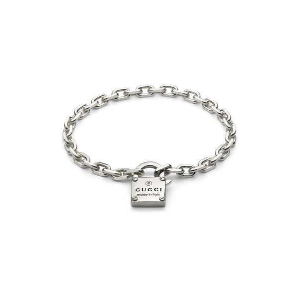 Gucci Trademark Sterling Silver Padlock Bracelet