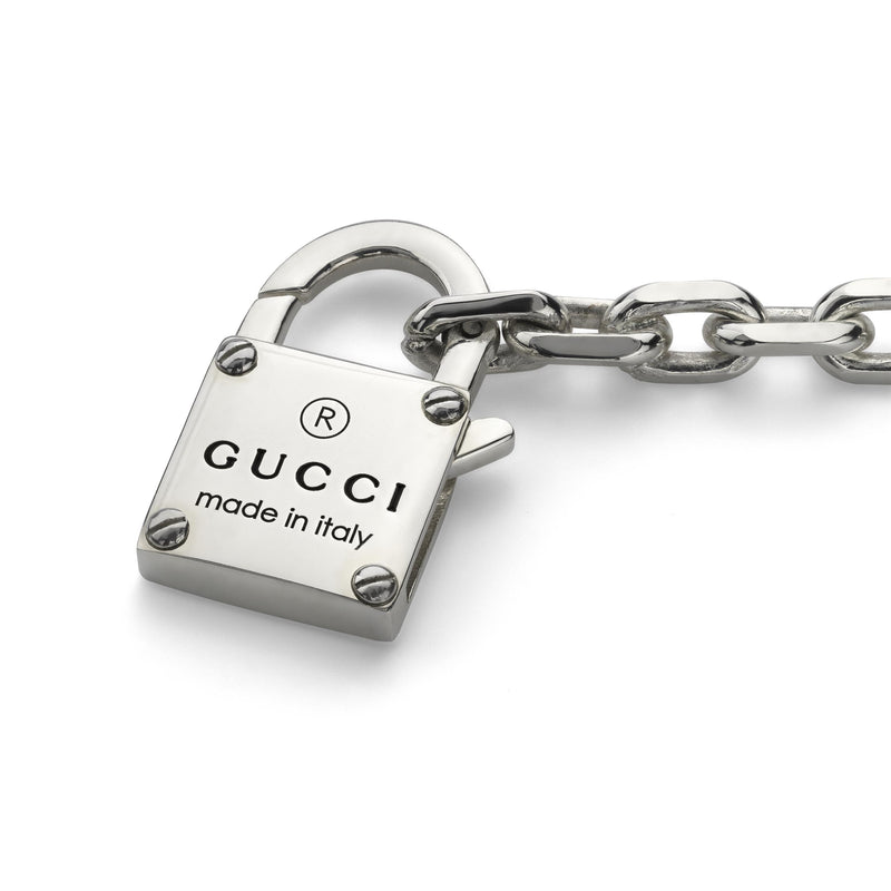 Gucci Trademark Sterling Silver Padlock Bracelet