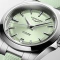 Longines Conquest Automatic Mint Green Rubber Strap 34mm Watch L3.430.4.02.9