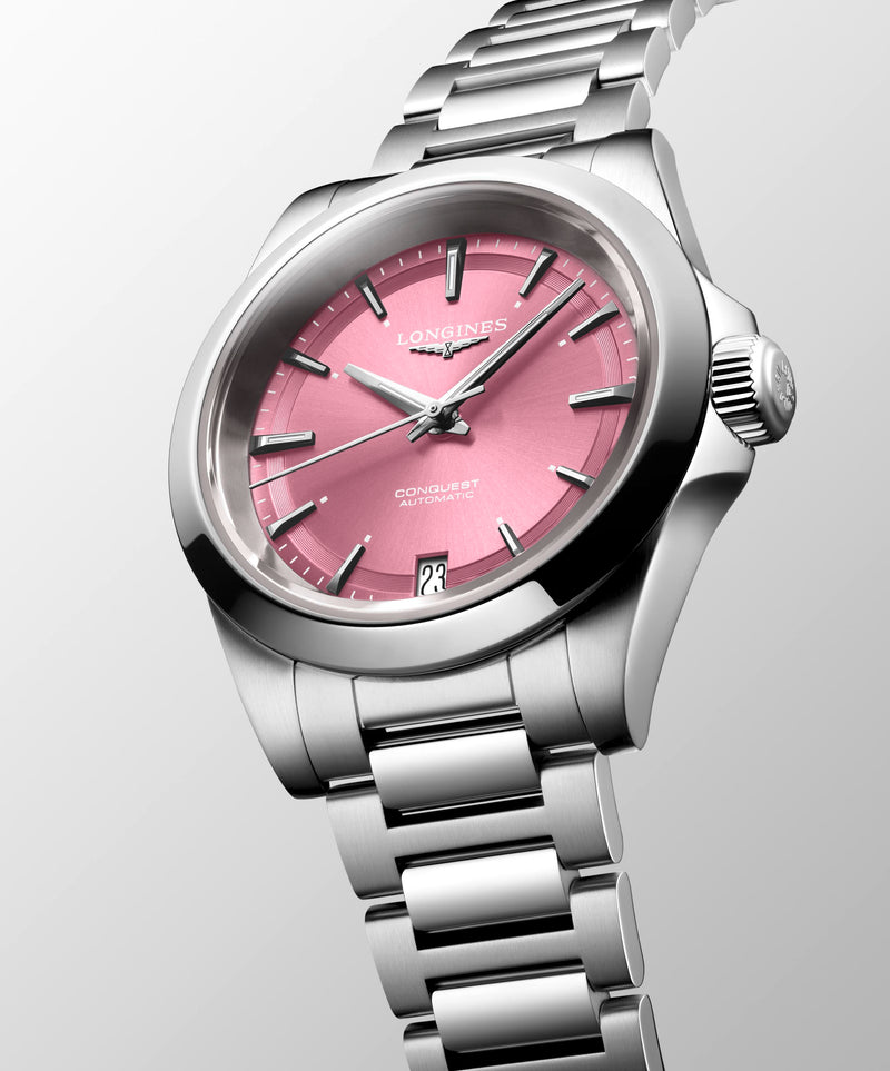 Longines Conquest Automatic Pink Dial 34mm Watch L3.430.4.99.6
