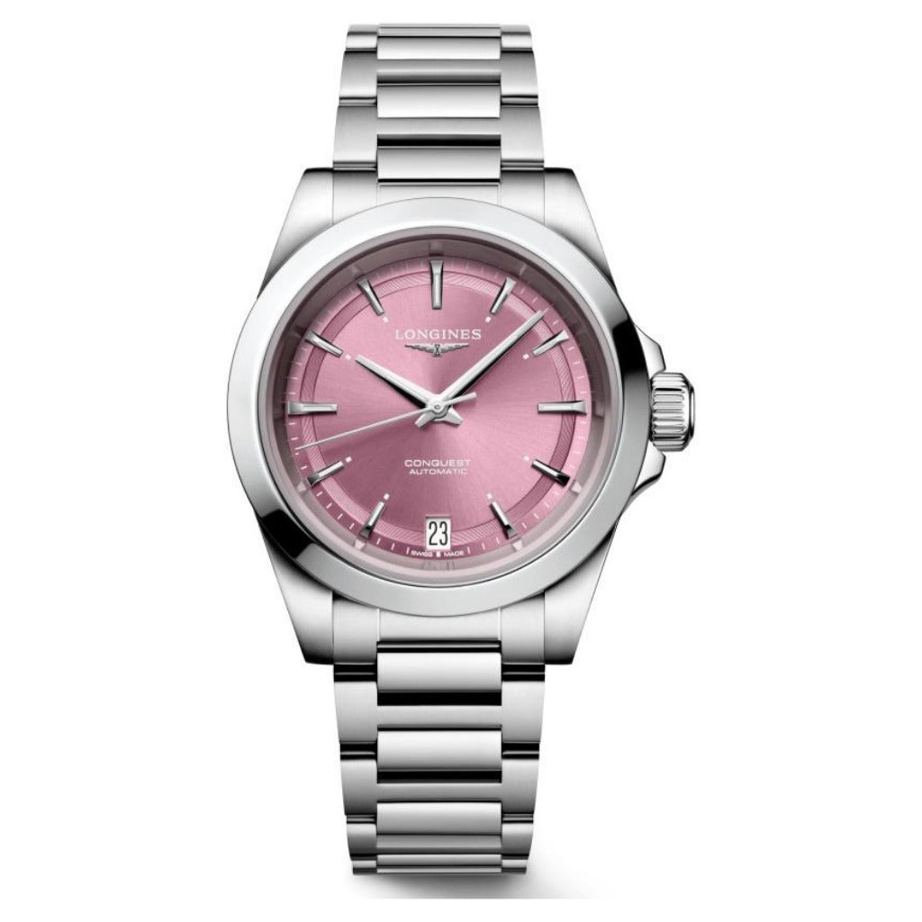 Longines Conquest Automatic Pink Dial 34mm Watch L3.430.4.99.6