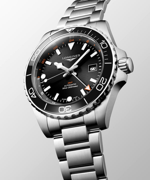 Longines HydroConquest Automatic Black GMT 41mm Watch L3.890.4.56.6