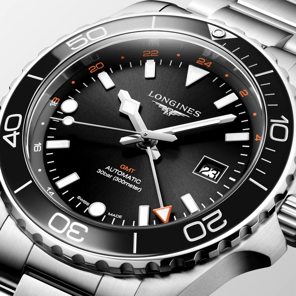 Longines HydroConquest Automatic Black GMT 41mm Watch L3.890.4.56.6