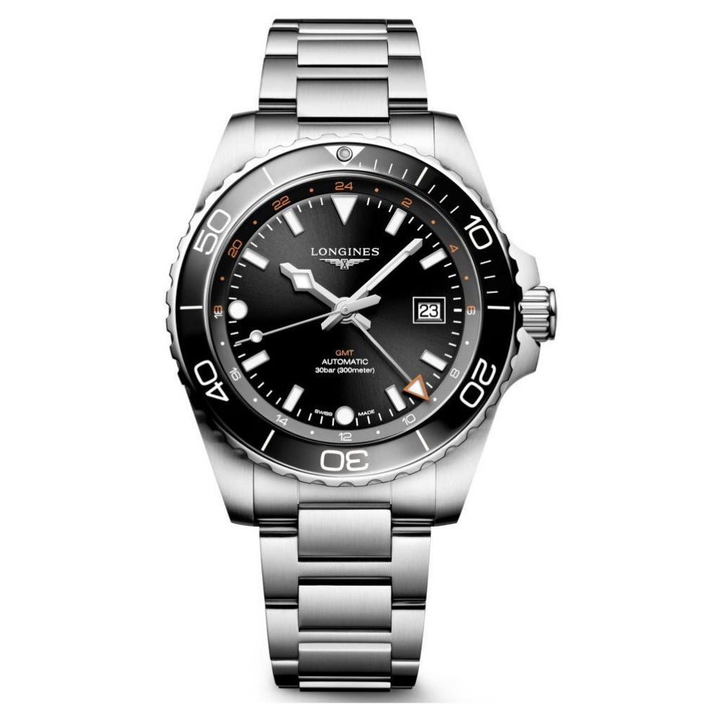 Longines HydroConquest Automatic Black GMT 41mm Watch L3.890.4.56.6