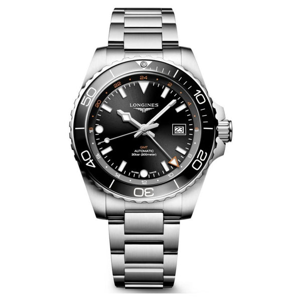 Longines HydroConquest Automatic Black GMT 41mm Watch L3.890.4.56.6