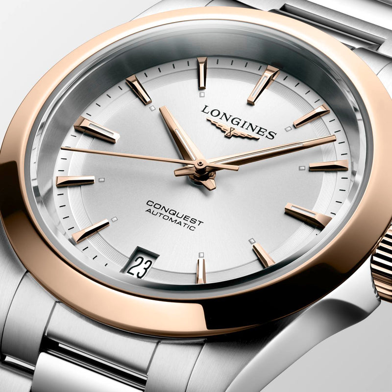 Longines Conquest Automatic Silver Dial & Rose Gold 34mm Watch