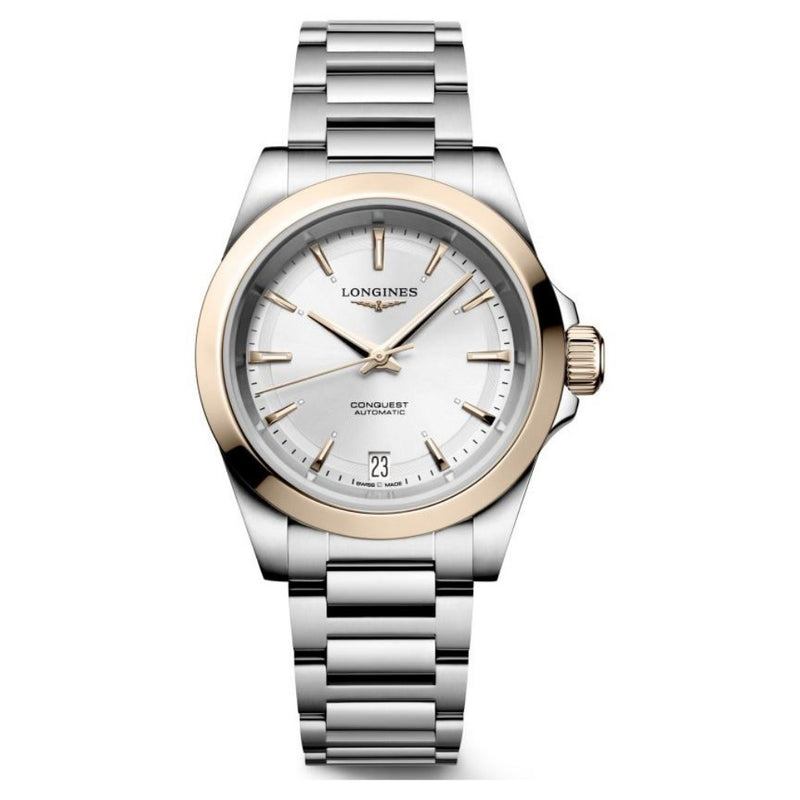 Longines Conquest Automatic Silver Dial & Rose Gold 34mm Watch