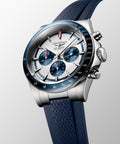 Longines Conquest Automatic Chronograph Silver & Blue Rubber Strap 42mm Watch L3.835.4.98.9