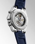 Longines Conquest Automatic Chronograph Silver & Blue Rubber Strap 42mm Watch L3.835.4.98.9
