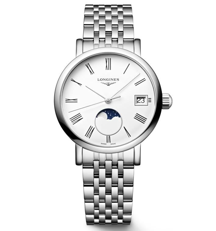 Longines Elegant Moonphase White Dial 30mm Watch L4.330.4.11.6