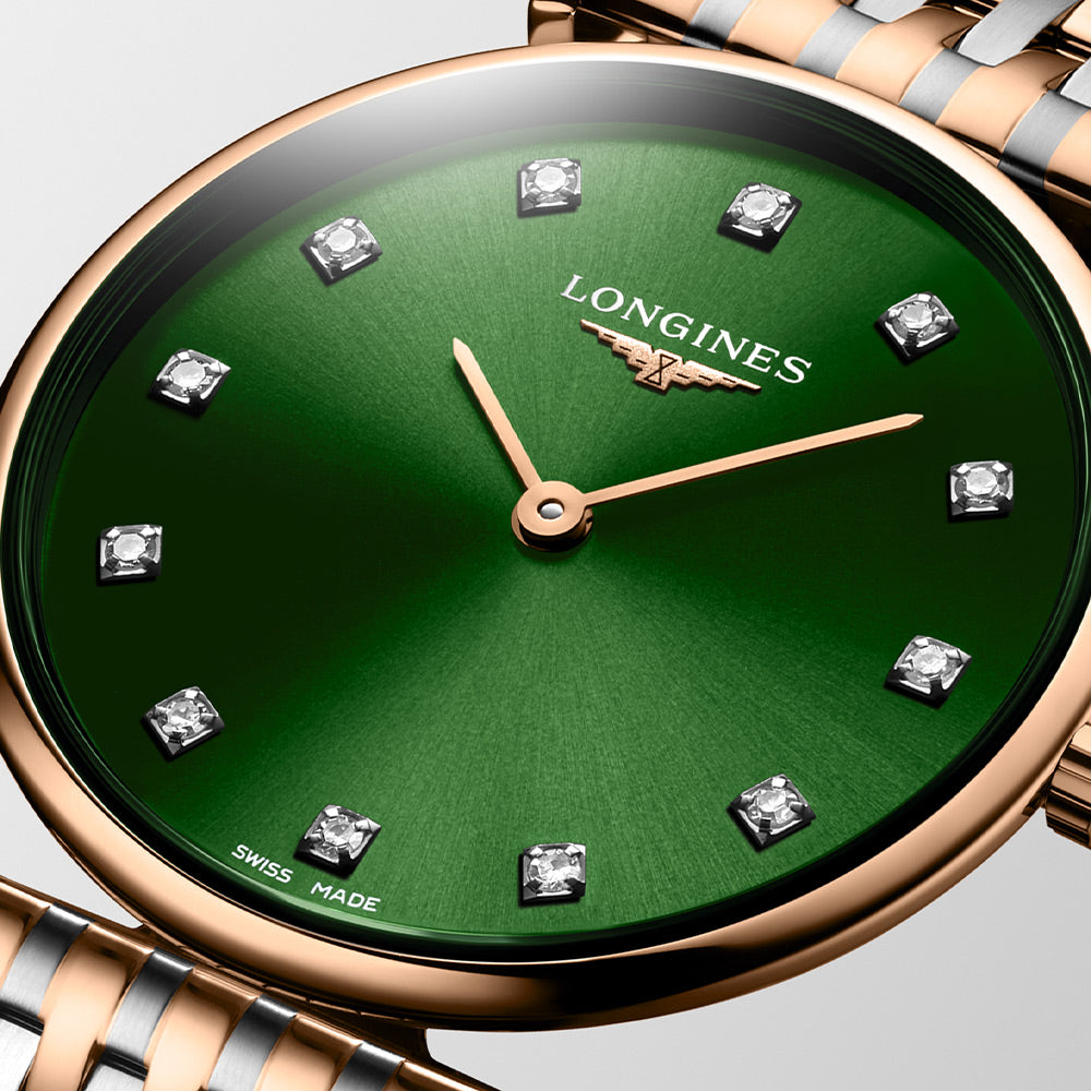 Longines La Grande Classique Rose & Steel, Green Dial 29mm Watch L4.512.1.08.7