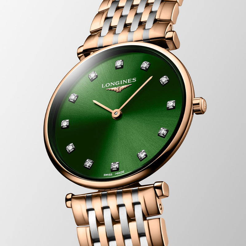 Longines La Grande Classique Rose & Steel, Green Dial 29mm Watch L4.512.1.08.7