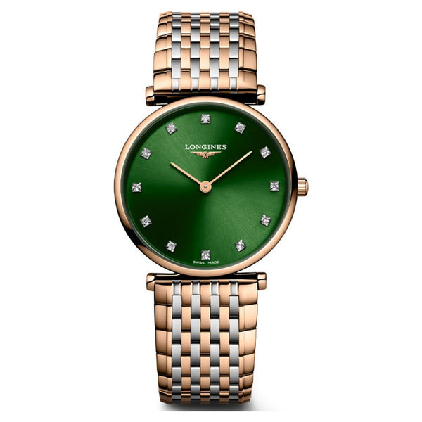 Longines La Grande Classique Rose & Steel, Green Dial 29mm Watch L4.512.1.08.7