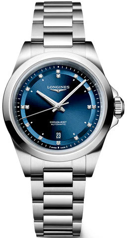 Longines Conquest Automatic Blue Diamond Dial 30mm Watch L3.320.4.97.6
