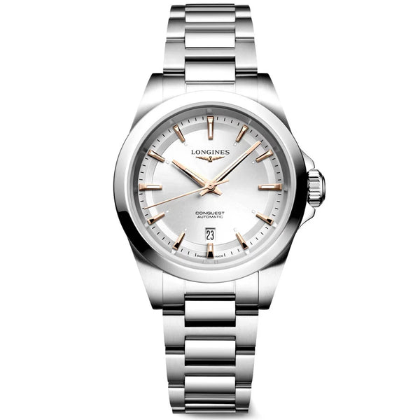 Longines Conquest Automatic Silver & Rose Dial 30mm Watch L3.320.4.72.6