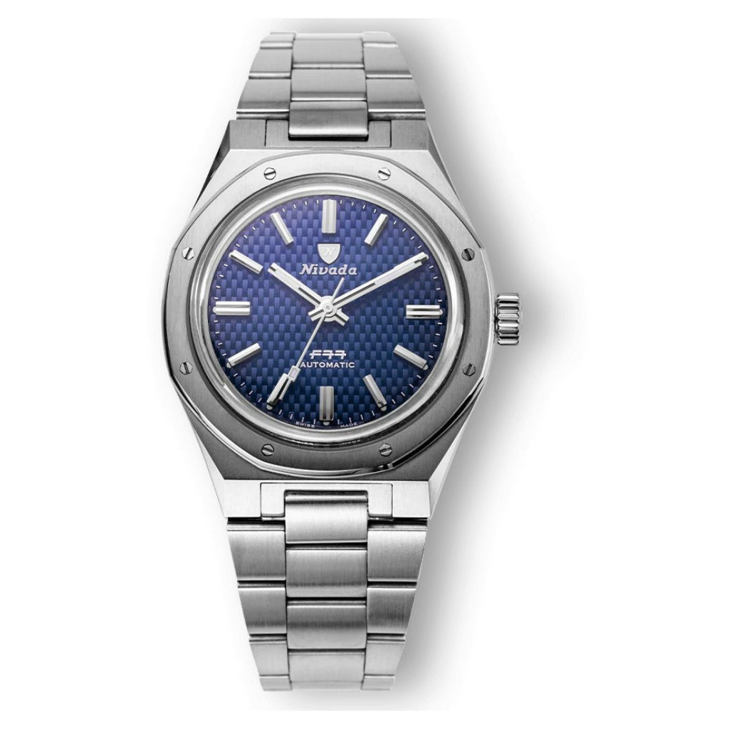Nivada Grenchen F77 Blue No Date 37mm Watch 68001A77