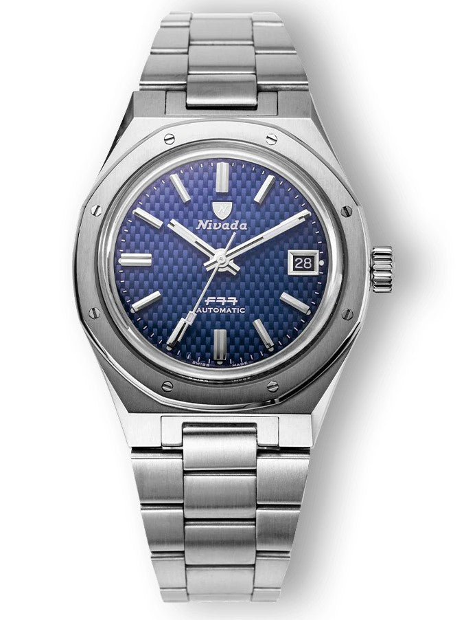 Nivada Grenchen F77 Blue Date 37mm Watch 69001A77