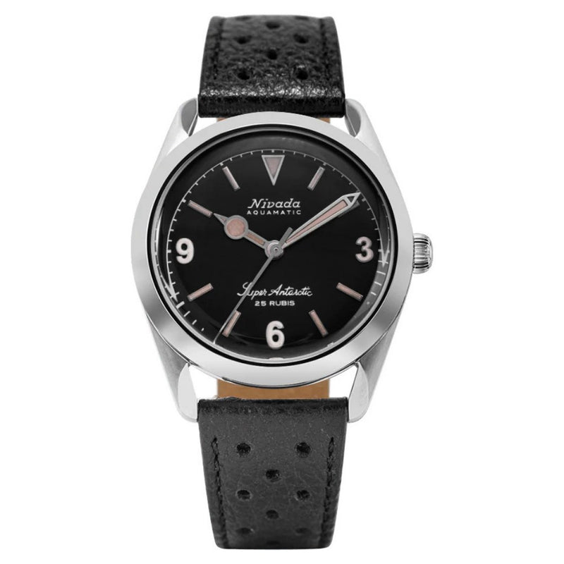 Nivada Grenchen Super Antartic 3.6.9 Black Leather 38mm Watch 32032A10