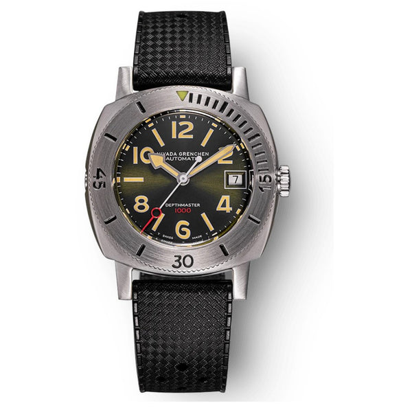 Nivada Grenchen Depthmaster Green Date 39mm Watch 14103A01