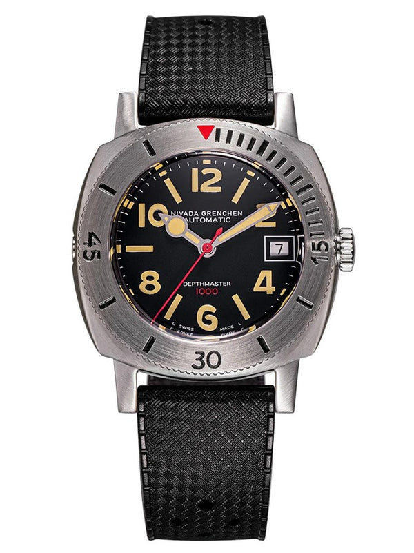 Nivada Grenchen Depthmaster Date Rubber Strap 39mm Watch 14106A01