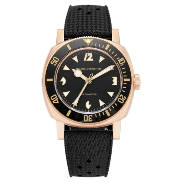Nivada Grenchen Depthmaster Bronze Ruber Strap 39mm Watch 14123A01