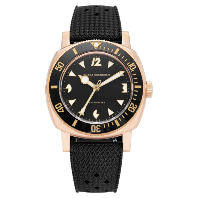 Nivada Grenchen Depthmaster Bronze Ruber Strap 39mm Watch 14123A01