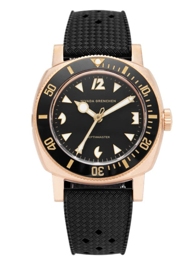 Nivada Grenchen Depthmaster Bronze Ruber Strap 39mm Watch 14123A01