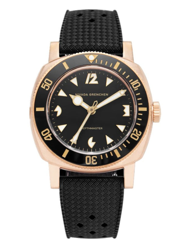 Nivada Grenchen Depthmaster Bronze Ruber Strap 39mm Watch 14123A01