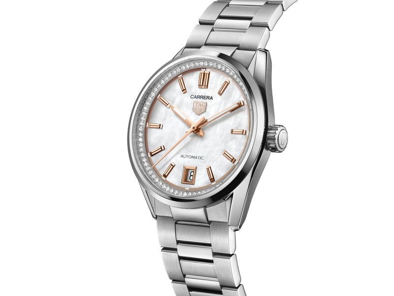 Tag Heuer Carrera Date Mother of Pearl Diamond Dial 36mm Watch WBN231C.BA0001